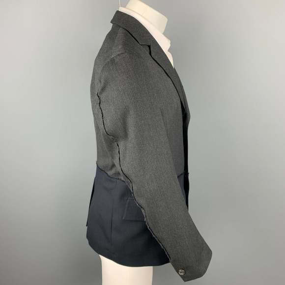 WOOSTER + LARDINI Charcoal & Navy Mixed Fabrics Wool Sport Coat - Picture 3 of 7